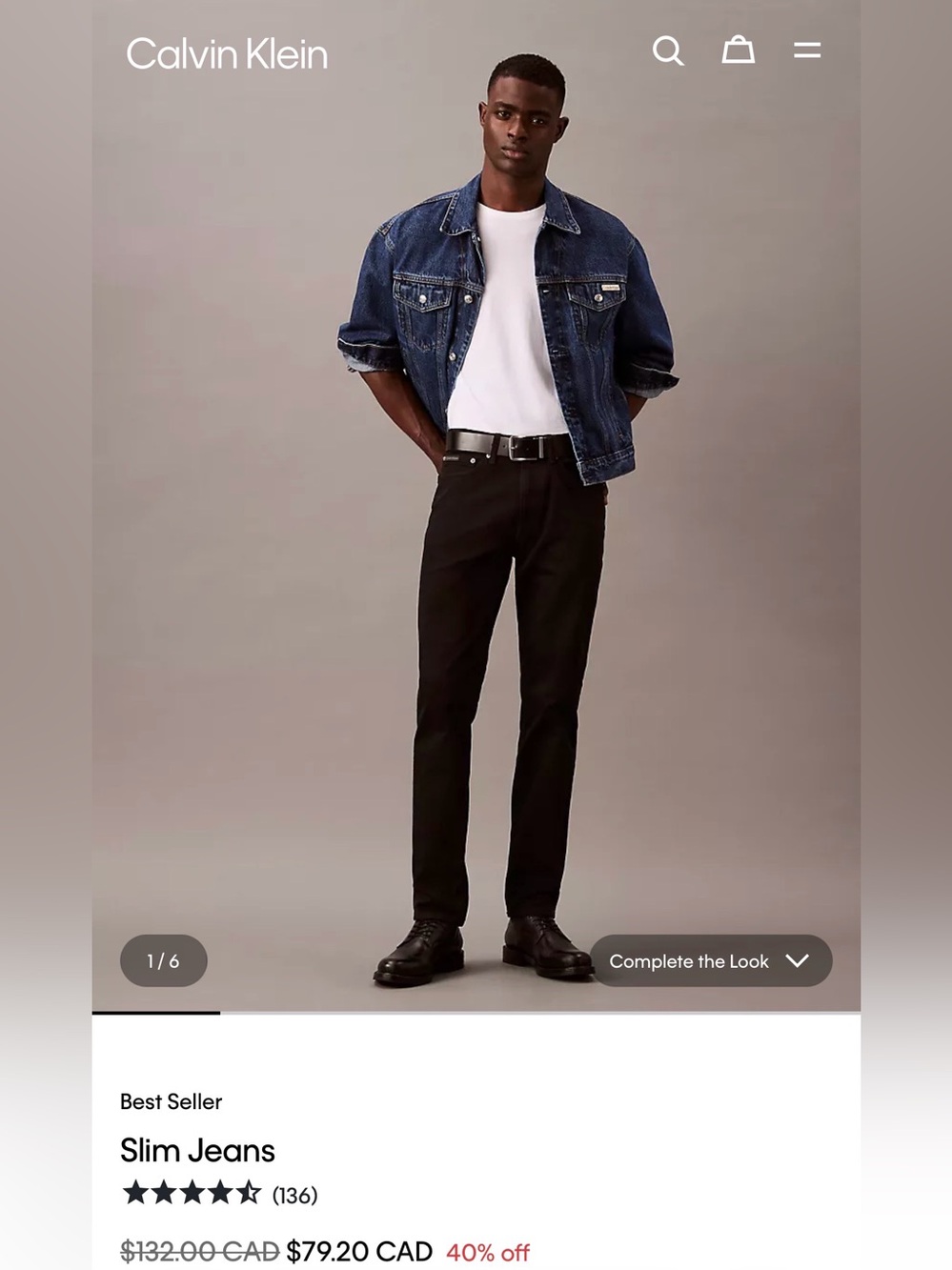 New Calvin Klein Men’s Black Slim Jeans